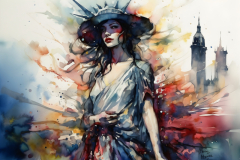 american woman watercolor painting