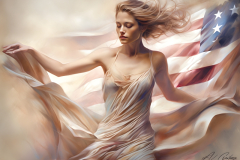 femme américaine aquarelle, tableau peint