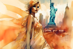 american woman watercolor painting